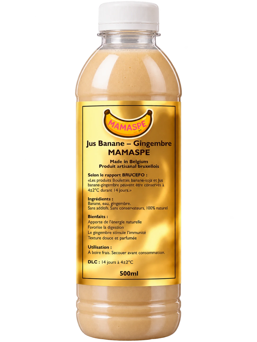Bouteille de jus banane-gingembre MAMASPE 500 ml